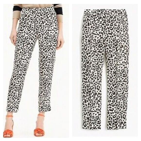 J. Crew Leopard Print Linen Blend Easy Pants size 16 - Picture 1 of 7
